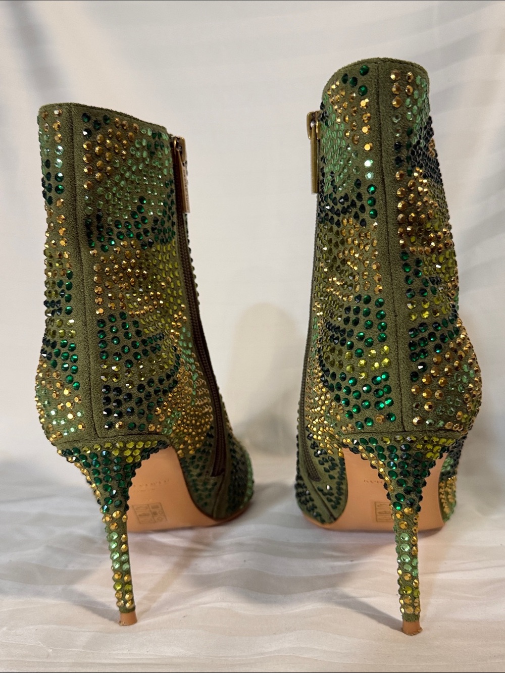Kurt Geiger Green Crystal Embellished Pointed Ankle Boots - Picture 7 of 12